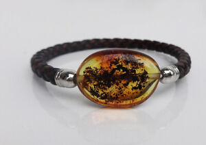 Baltic Amber Bracelet With Leather