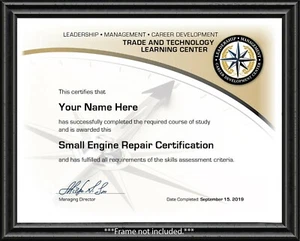 Small Engine Repair Course Certificate - Gas Trimmer Chainsaw Garden Tractor - Picture 1 of 2