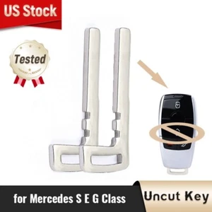 2* Insert Small Key Blank Emergency New Key Uncut Blade for Mercedes S E G Class - Picture 1 of 5