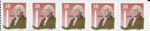 US Scott 2149, 1985, Washington and Monument, Coil Strip of 5, OG, NH - Picture 1 of 1