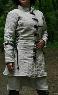 Regalo de Halloween Arquero Mujeres Gambesón Mujer Aketón Medieval Mujeres Ropa Larp Foto 1 de 4