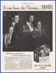 Vintage 1933 KODAK Cine Kodak Eight Home Movie Camera Ephemera 1930s Print Ad - Picture 1 of 1