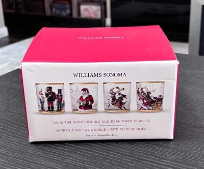 Williams Sonoma Twas the Night Before Christmas DOBLE OLD FASHION Juego de 4 Nuevo Foto 1 de 2