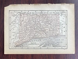 1895 Connecticut Map Antique vintage 3.5” x 5.5” Home decor rare mini Maps CT - Picture 1 of 2