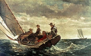 Winslow Homer, "Breezing Up", 13,57" H x 22" B, Digitaldruck - Bild 1 von 1