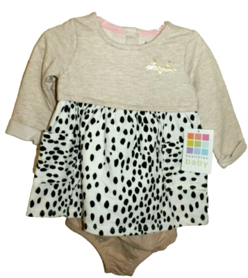 Nuevo Conjunto de Vestido de 2 Piezas para Bebés Niñas Recién Nacidos Cubierta de Pañales MEOW Helathtex Leopardo Foto 1 de 2