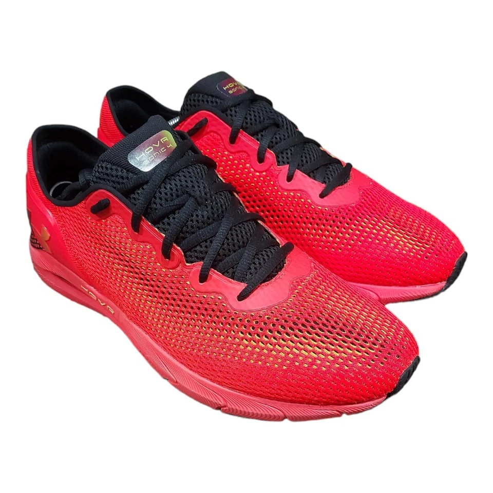 3D Under Armour HOVR Sonic 4 NRG Red Black Bright Neon Phantom  Men 13/Wmn 14.5 - Image 1 of 4