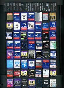 JOB LOT OF 56X SD CARDS 8X SONY TOTAL 64 MEMORY CARDS  4GB TO 8GB USED