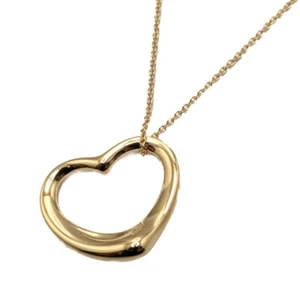 Tiffany & Co. Open Heart Necklace K18 Yellow Gold Elsa Peretti 750 W/Box - Picture 1 of 10