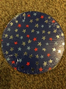 6 Posavasos Patrióticos de Papel Feliz 4 de Julio Rojo Blanco y Azul Confeti Estrellas NUEVO - Imagen 1 de 3