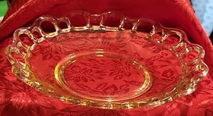Vintage Lancaster Yellow Imperial Glass Plate With Open Lace Rim Replacement - Picture 1 of 8