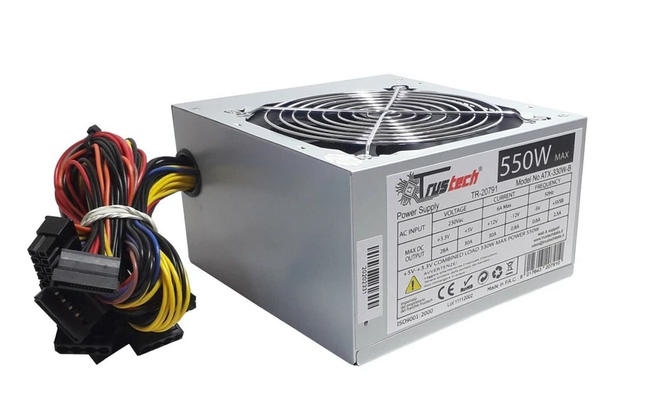 Alimentatore per PC Desktop 550W AT/24 PIN 8 connettori ventola 12cm TR20791