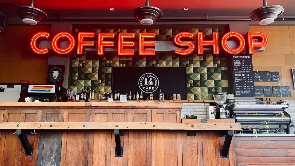 大型原装咖啡店霓虹标志复古 20 世纪 50 年代末 - 20 世纪 60 年代初  — 第 1/4 张图片