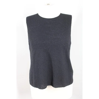 Camiseta sin mangas tejida con textura de lana italiana negra Eileen Fisher M de colección Foto 1 de 4
