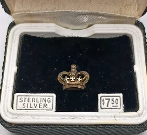 Vintage Grand Prix Sterlingsilber Kronenform Krawattennadel Fleur-de-lis - Bild 1 von 12