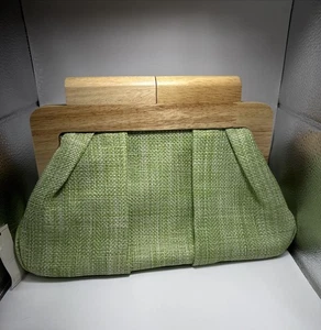 NEU mit Etikett Damenhandtasche Francesca hellgrün Stoff und Holz wunderschön - Bild 1 von 10