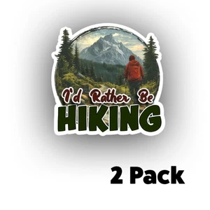 I'd Rather Be Hiking STICKER Forest Walking DECAL USAMADE TRUCK HELMET MULTIPACK - Picture 1 of 4