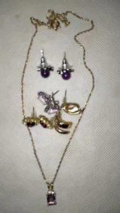 Lote de collares y pendientes perforados morados (AMATISTA REAL). LEER: - Imagen 1 de 13