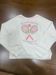 Girls Tommy Bahama Active Tennis White Sweatshirt Sequins 10/12 - Picture 1 of 2