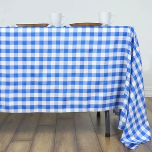 60x126" Checkered Gingham Tablecloth Polyester Rectangular Linens Wedding PARTY - Picture 1 of 53