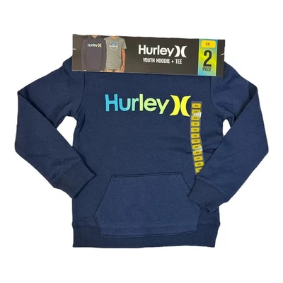 Hurley 男孩 2 件套羊毛衬里连帽和棉混纺 T 恤套装 — 第 1/2 张图片