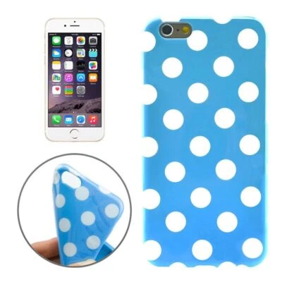 TPU Cover Posteriore a Pallini per Cellulare Apple IPHONE 6 Plus Azzurro/Bianco - Immagine 1 di 4