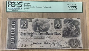 Portland, Maine Me veraltet 3 $ 1839 Georgia Lumber Co. PCGS 55 PPQ 948861-1 - Bild 1 von 2