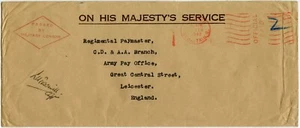 CEYLON MILITARY CENSOR DIAMOND 1942 OFFICIAL MACHINE POSTMARK OHMS ENVELOPE - Picture 1 of 2