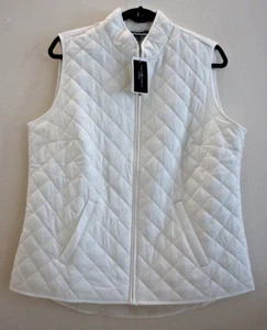 Karen Scott 100106221 Women's Sz Medium Winter White Quilted Puffer Sport Vest - Picture 1 of 10