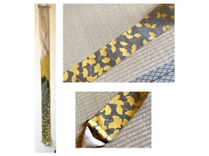 Kyoto Tapestry Wall Hanging Handpainted Linen Lines Ginkgo tree Autumn - Picture 1 of 6