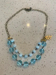 Blue Crystal Stone Beads Boho Bohemian 16" Double strand Neckace by Harlow - Picture 1 of 6