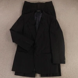 Jones New York Suit S Black Herringbone Chalk Stripe Polyester Wool 38R 30x28 - Picture 1 of 22