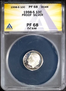 1998-S 10c Silver Roosevelt Head Dime PF68DCAM ANACS # 7622369 + Bonus - Picture 1 of 2