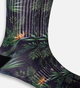 Bamboo Printed Crew Socks - Olive Tropical Foliage - Medium - Picture 1 of 1
