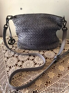 VALENTINA Blue Woven Leather Crossbody Bag Made in Italy - Picture 1 of 9
