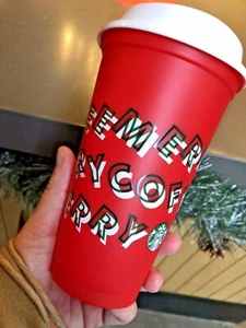 Nuova tazza calda riutilizzabile rossa Starbucks 2019 grande 16 oz plastica caffè vacanze Natale - Foto 1 di 12