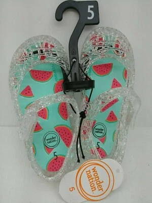 Wonder Nation Clear Jellies Watermelon Sparkles Glitter Toddler Various Sizes - Image 1 of 4