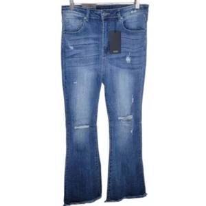 NWT Risen | High Rise Distressed Flare Leg Jeans, size 31/13 - Picture 1 of 10