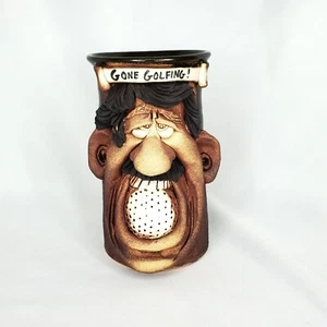 Golfer Pottery Coffee Mug Golf Ugly Mug Stein - Picture 1 of 8