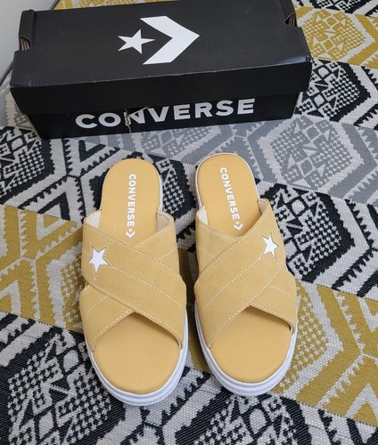 Sandali donna Converse One Star platform slides usati in ottime condizioni taglia 6 EU 40 ocra senape