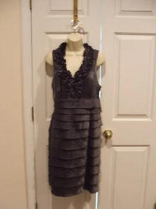 NWT London style nights petite eggplant tiered holiday cocktail social dress P16 - Picture 1 of 2