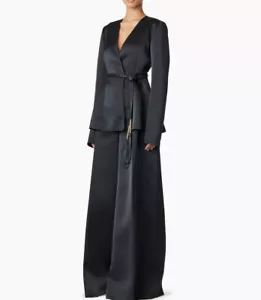Carolina Herrera Double-bonded Satin Suit Jacket Black $1,790 Carolina Herrera - Picture 1 of 6