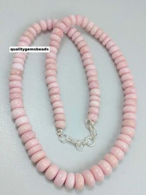 Collana opale in argento sterling 925 opale rosa perline rondelle 6-9 mm, fil... - Immagine 1 di 3