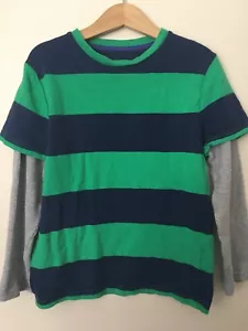 Camiseta Mini Boden/Johnnie B Talla 7-8 Azul Verde Rayas Térmica Larga Sl - Imagen 1 de 5