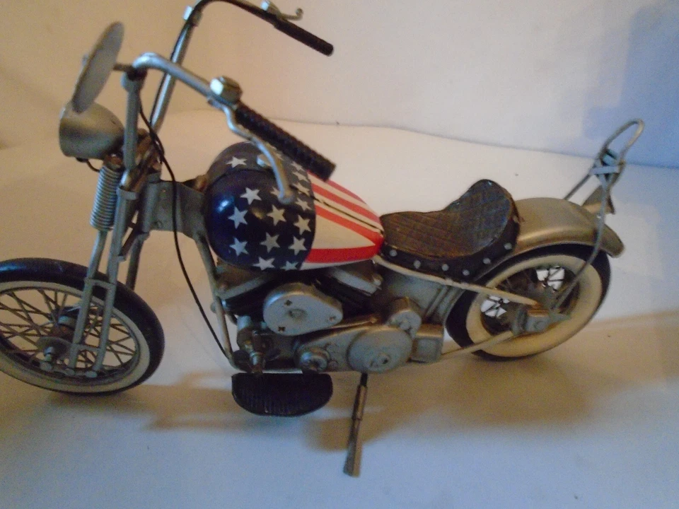 Motorcycle tin Metal Art Sculpture Figurine Decor 13" x9" USA flag Gas tank - Image 1 of 4