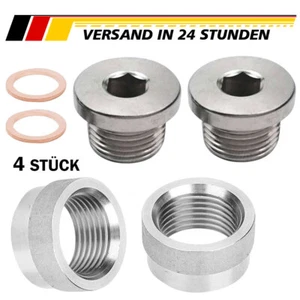 2X Einschweißgewinde M18x1.5 Lambdasonde Edelstahl mit 2X Verschlussschraube - Bild 1 von 16