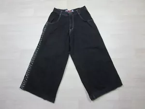 Vintage Menace Herren Hose weites Bein Baggy Goth Punk schwarz 30x26 Raver Ring Akzent - Bild 1 von 14