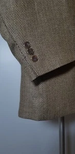 52R Palm Beach Brown Tooth Check WOOL Wheat Tweed Blazer Sport Coat Jacket BIG - Picture 1 of 7