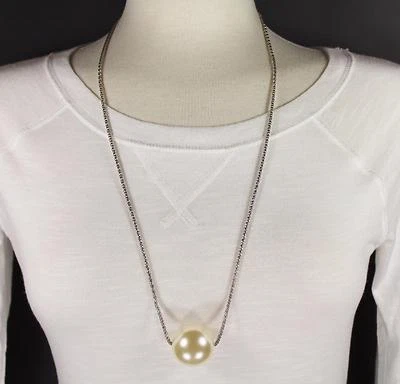 Crema Grande Imitación Perla Collar Cuentas 29" Largo Declaración Suéter Foto 1 de 4