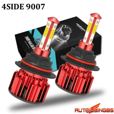 4-Side HB5 9007 LED COB Headlight Bulbs Kit High Low Dual Beam 6500K Super White - Image 1 of 4